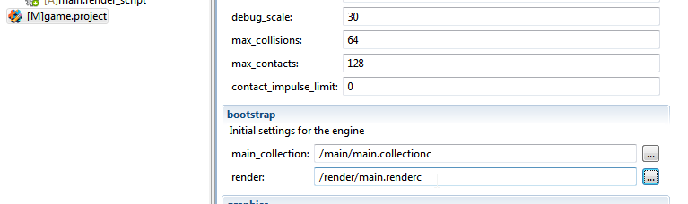 Defold project settings